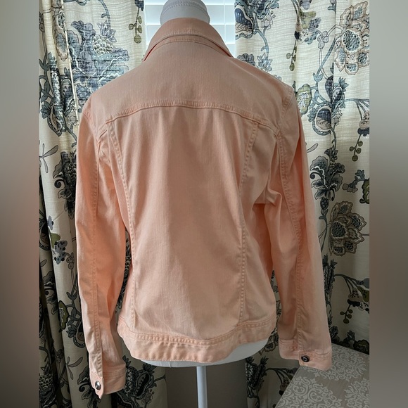 Chico’s Platinum Peach Studded Button down Jean Jacket Size L - Picture 5 of 12